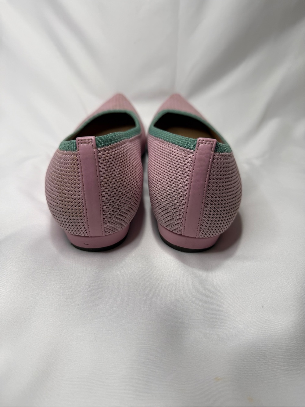 Vionic Pink Pointed Toe Knit Ballet Flats with Green Trim Size 9 - Picture 3 of 8